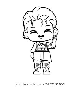 Vector Cute Character Boy Idol Kpop Cartoon Illustration Isolated