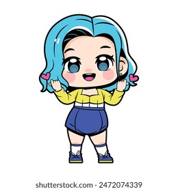 Vector Cute Character Girl Idol Kpop Cartoon Illustration Isolated