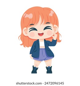 Vector Cute Character Girl Idol Kpop Cartoon Illustration Isolated