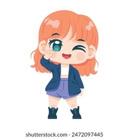 Vector Cute Character Girl Idol Kpop Cartoon Illustration Isolated
