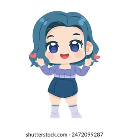 Vector Cute Character Girl Idol Kpop Cartoon Illustration Isolated