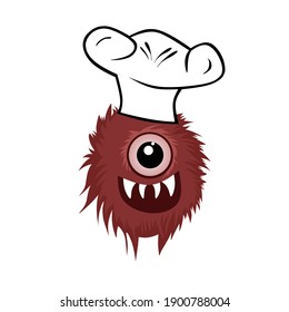 vector cute chef monster, simple design and colorful