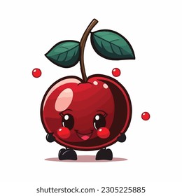 vector cute cherry cartoon style