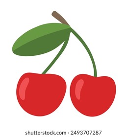 Vector cute cherry fruit is isolated on the white background