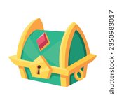 vector cute chest medieval fantasy cartoon illustration isolated