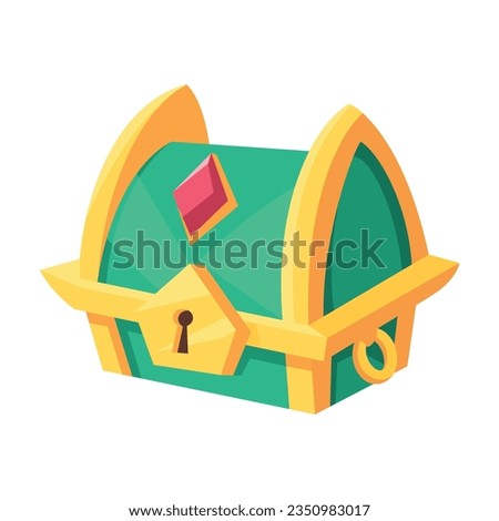 vector cute chest medieval fantasy cartoon illustration isolated