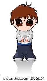 vector cute chibi boy isolated on white