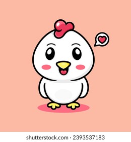 Vector Cute chicken cartoon, standing upright.