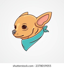 Vector of a cute chihuahua dog, wearing a blue bandana.