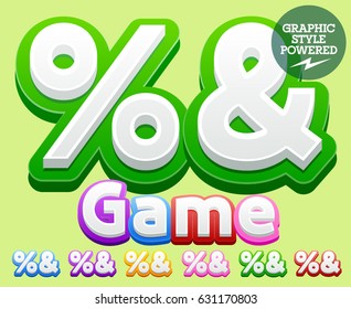 Vector cute children alphabet set. Contains different graphic style. Symbols 3