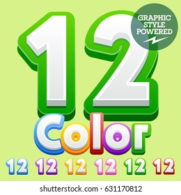 Juego de alfabeto infantil lindo vectorial. Contiene un estilo gráfico diferente. Números 1 2