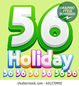 Vector cute children alphabet set. Contains different graphic style. Numbers 5 6