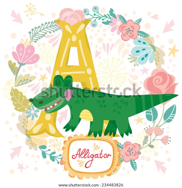 Vector Cute Children Animals Alphabet Letter Stock Vector (Royalty Free ...