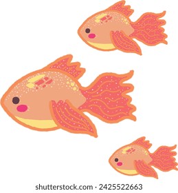 Vector. Cute children's illustration of orange fish