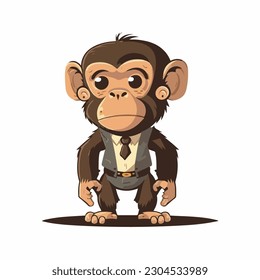 vector cute chimpanzee cartoon style