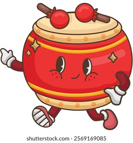 a vector of a cute chinese drum