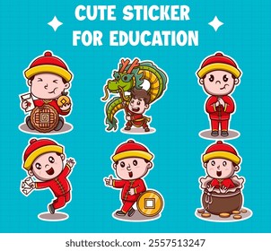  Vector Cute Chinese New Year cartoon vector icon illustration people fashion icon concept