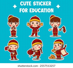  Vector Cute Chinese New Year cartoon vector icon illustration people fashion icon concept