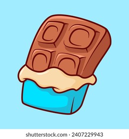 Vector cute Chocolate Bar illustration cartoon doodle flat colorful line art vector design isolated object icon