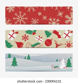 Vector cute christmas banner set, background illustration