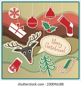 Vector cute christmas card, background illustration