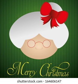 Vector Cute Christmas Card With Mrs Claus Face