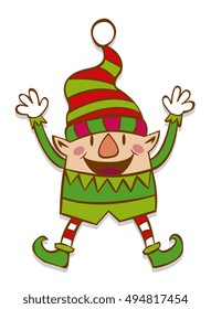 Vector Cute Christmas Elf Isolated On White Background