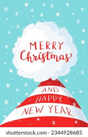 Vector Cute Christmas greeting card with hat. Illustration for Christmas design.