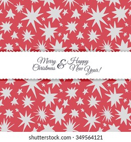 Vector cute Christmas and New year seamless stars pattern card background