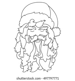 Vector cute christmas Santa Claus doodle.Hand drawn line illustration.Sketch for postcard or print or coloring anti stress adult book.Boho zen art style.