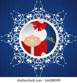 Vector Cute Christmas Snowflake With Mrs Claus Inside