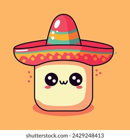 Vector cute cinco de mayo illustration wearing mexico hat