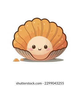 vector cute clam cartoon style