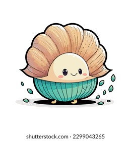 estilo de dibujos animados de clam lindo vectorial