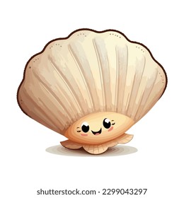 vector cute clam cartoon style