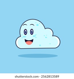 Vector of cute cloud cartoon with smile face for children book education 