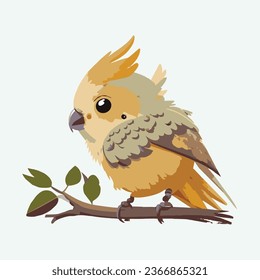 vector cute cockatiel bird cartoon style