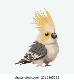 vector cute cockatiel bird cartoon style