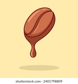 Vector cute Coffee bean with drop illustration cartoon doodle flat colorful line art vector design isolated object icon