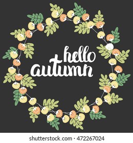 Vector Cute Collection Of Autumn Cards And Invitations. With Hand Drawn Lettering And Flower. The Trend for banners, labels, signs, prints, posters, web and phone case.