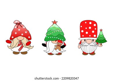 Vector - Cute collection of Gnome in Holiday, New Year, X'mas concept. Can be use for print, label, sticker or decorate any web, card, poster, banner.