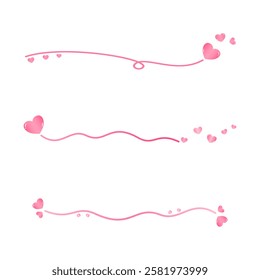 Vector - Cute collection of Pink hearts line. Can be use decorate any card, web, sticker. Valentine's, wedding, marriage concept.