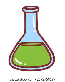 Vector cute color illustration of chemical flask icon