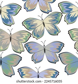 Vector cute color illustration for summer for kids. Textile printing, print design, postcards Butterfly seamless pattern. 