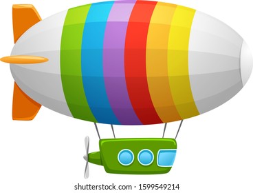 vector cute colored toy airship