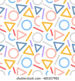 Vector cute colorful abstract geometric lines seamless pattern background