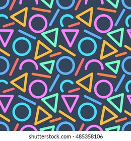 Vector cute colorful abstract geometric lines seamless pattern background