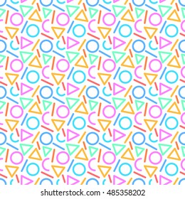 Vector cute colorful abstract geometric lines seamless pattern background