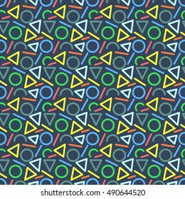 Vector cute colorful abstract geometric lines seamless pattern background