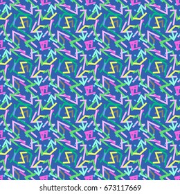 Vector cute colorful abstract geometric lines seamless pattern background